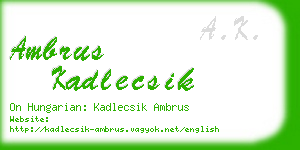 ambrus kadlecsik business card